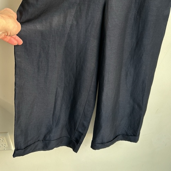 Banana Republic VNeck Sleeveless Tie Back Cropped Wide Leg Navy Jumpsuit Size 4 - Picture 16 of 17